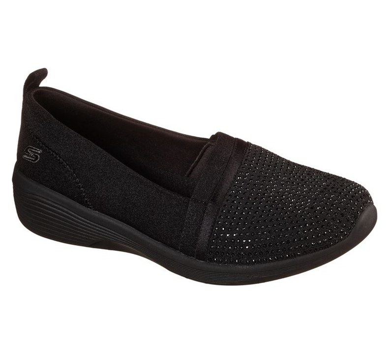 Skechers Arya - Shine And Glow - Womens Slip On Shoes Black [AU-CR5207]